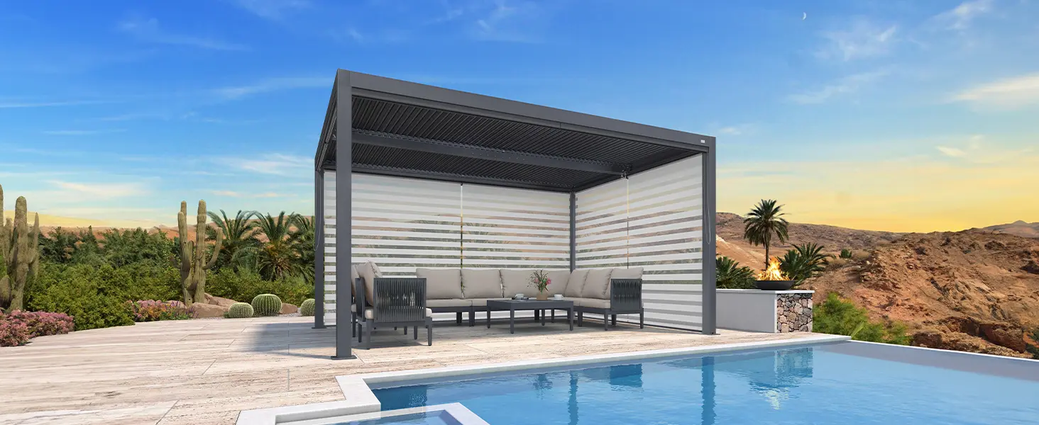 Pergola en aluminium gris 4,8 x 3 m — contenu détaillé 1