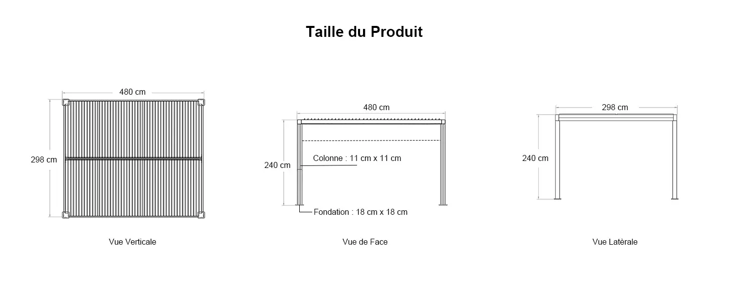 Pergola en aluminium gris 4,8 x 3 m — contenu détaillé 2