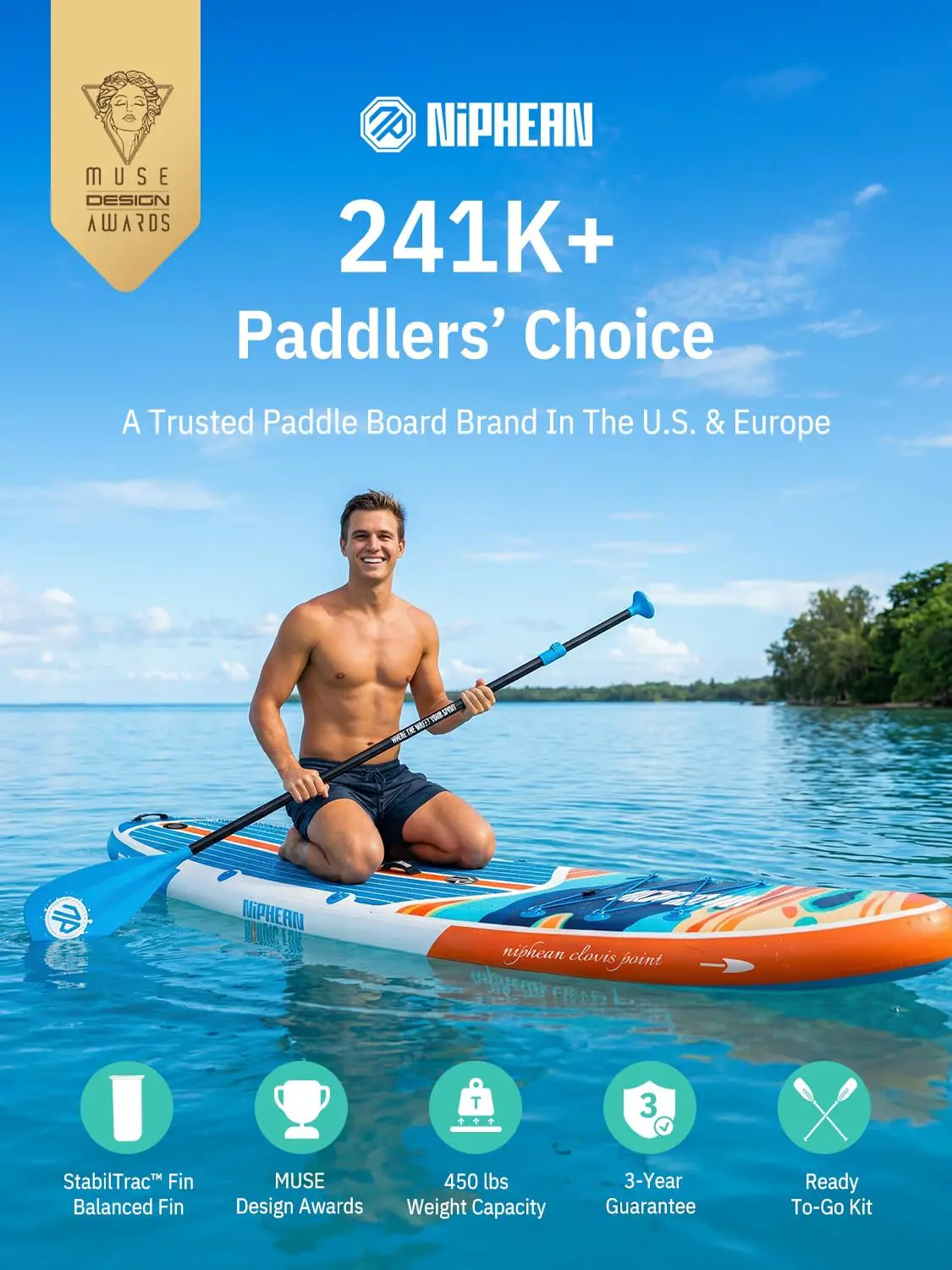 Paddle gonflable bleu vue 2