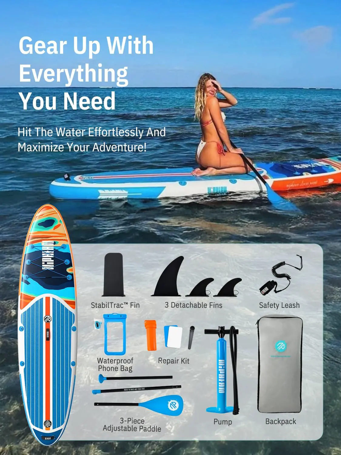Paddle gonflable bleu vue 6