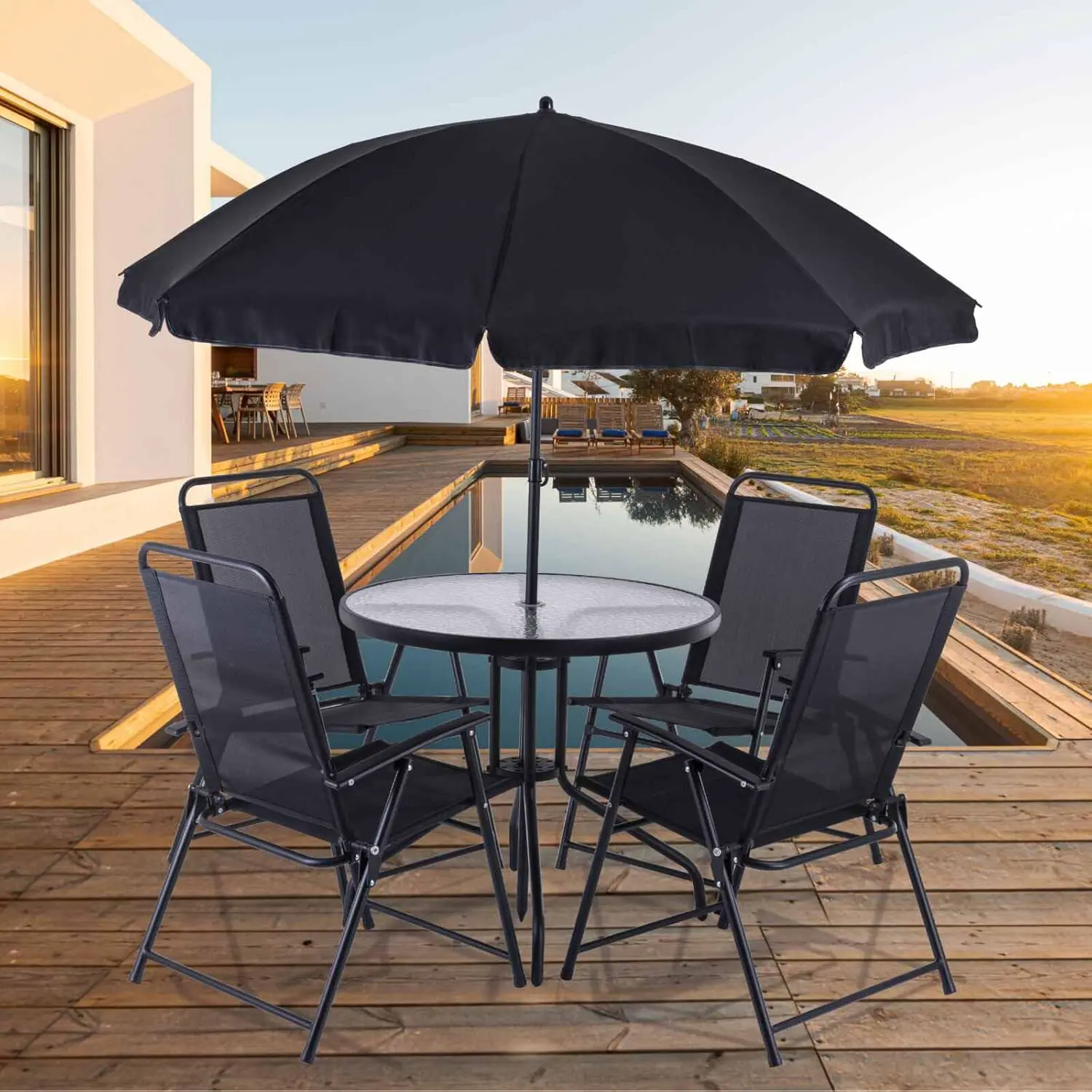Salon de jardin 4 places en aluminium gris 180 x 180 vue 2