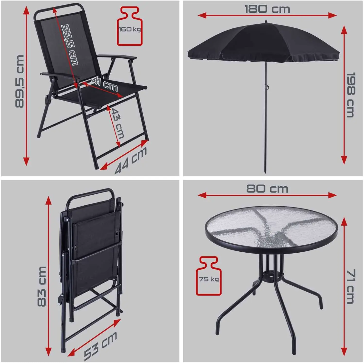 Salon de jardin 4 places en aluminium gris 180 x 180 vue 4