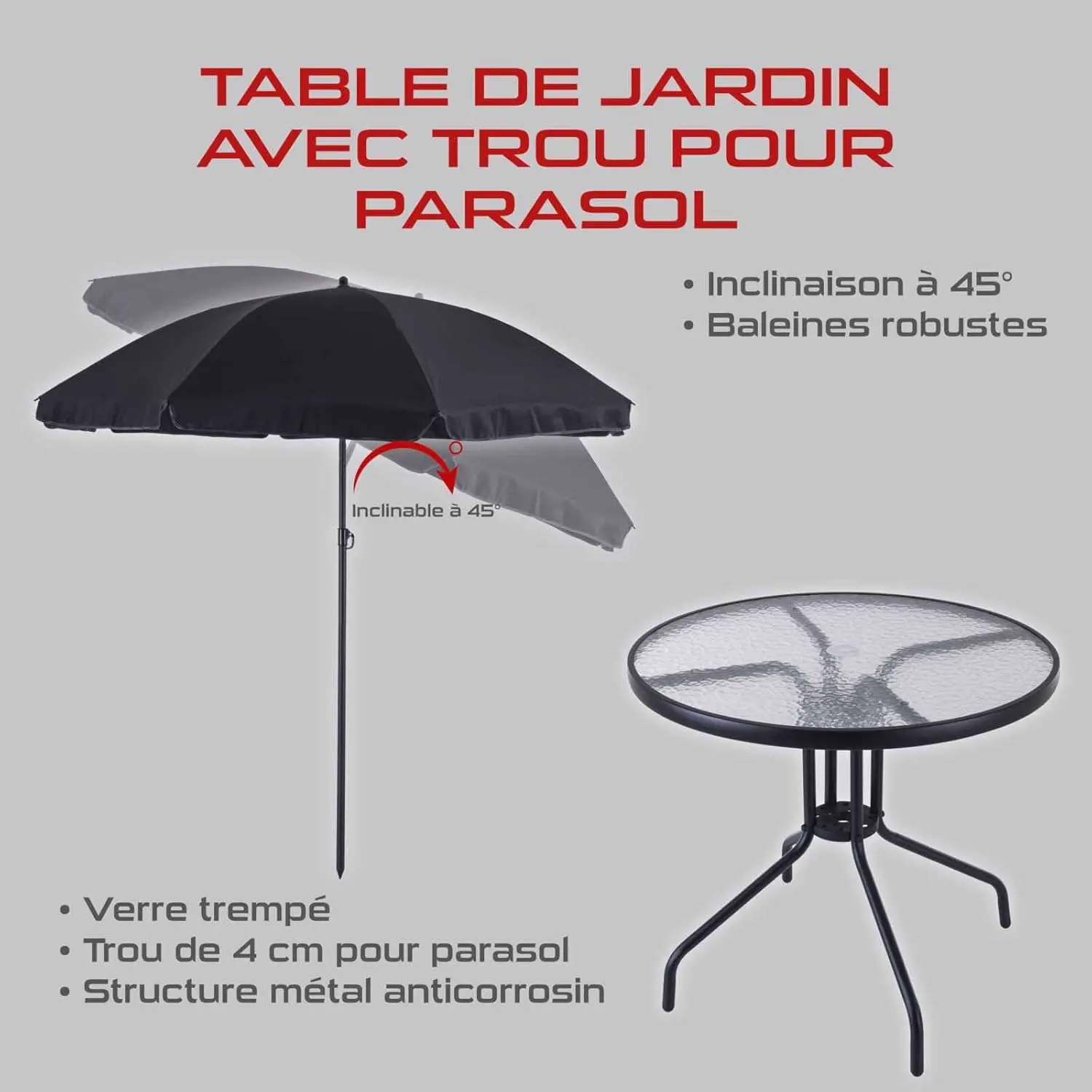 Salon de jardin 4 places en aluminium gris 180 x 180 vue 6