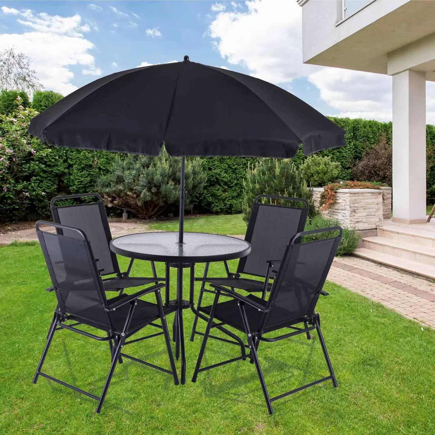 Salon de jardin 4 places en aluminium gris 180 x 180 vue 7