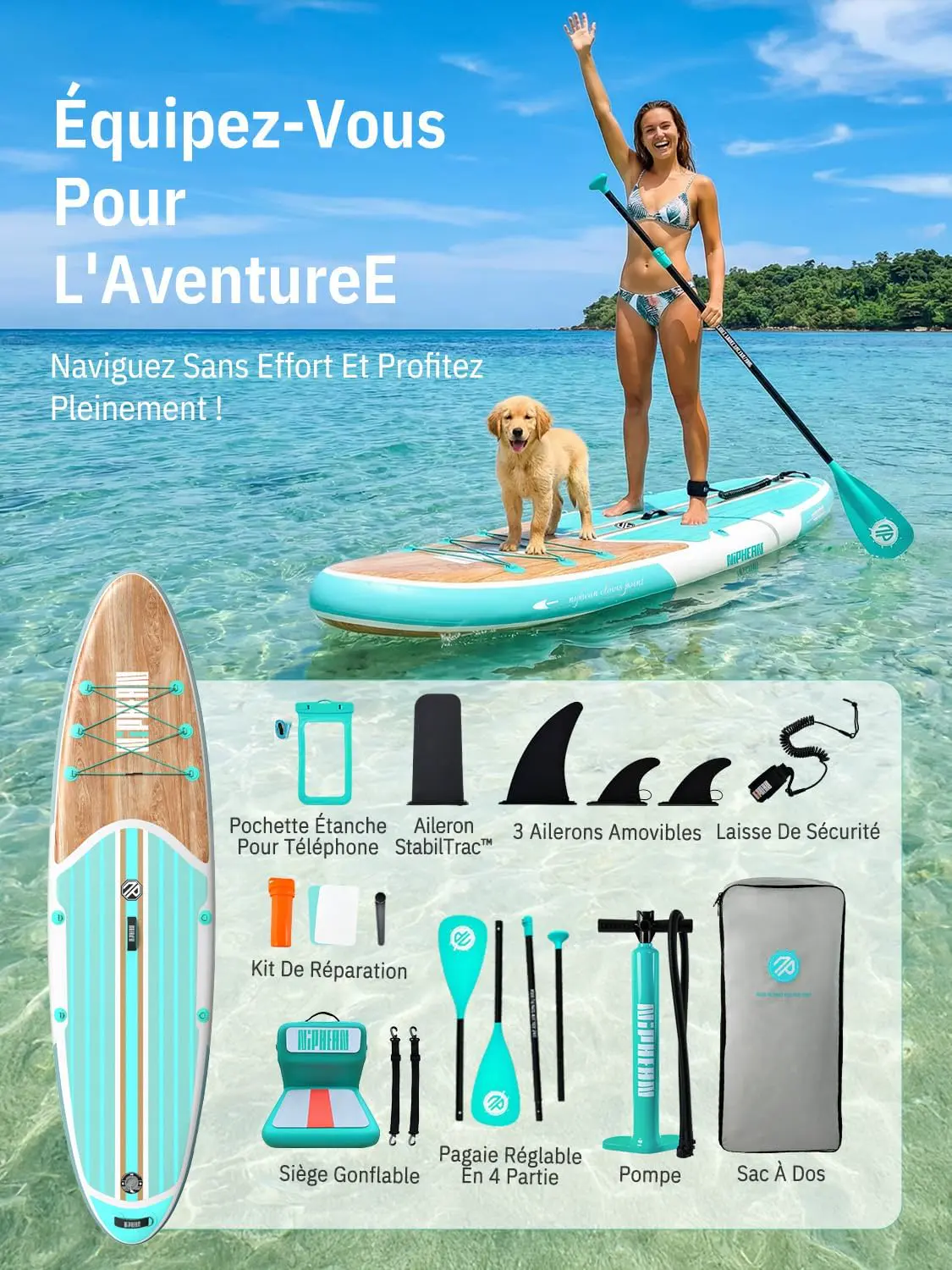 Paddle gonflable beige vue 8