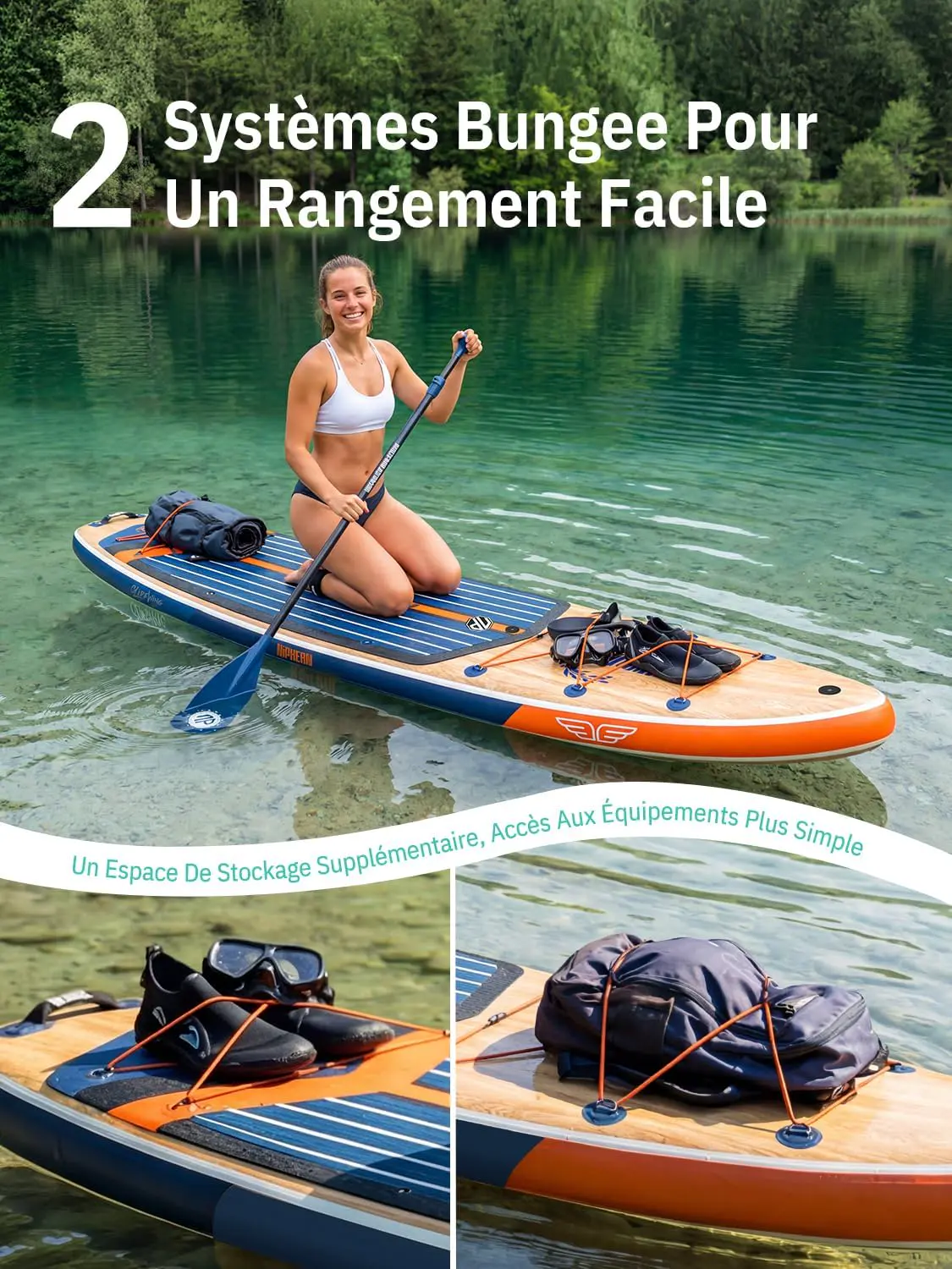 Paddle gonflable 2 places beige 83X15cm vue 6