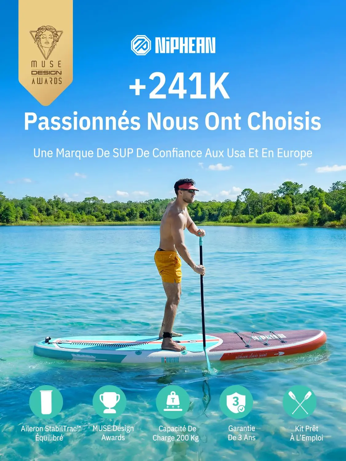Paddle gonflable Niphean Paddle Gonflable Adulte avec Tous Les… vue 2
