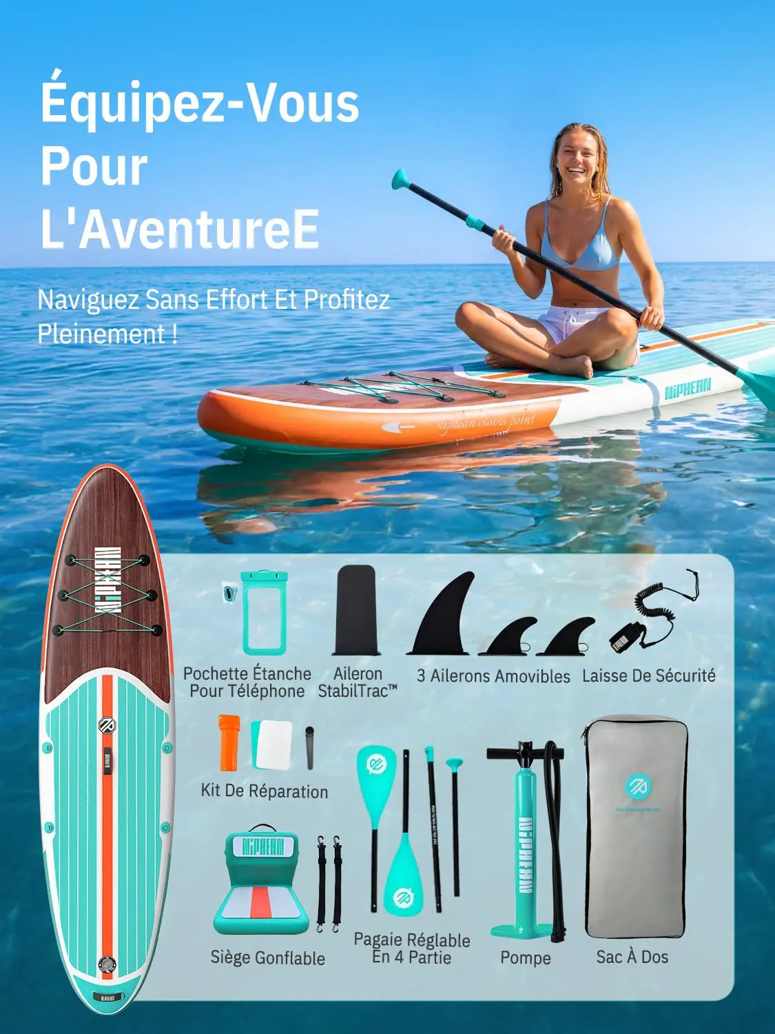 Paddle gonflable Niphean Paddle Gonflable Adulte avec Tous Les… vue 8