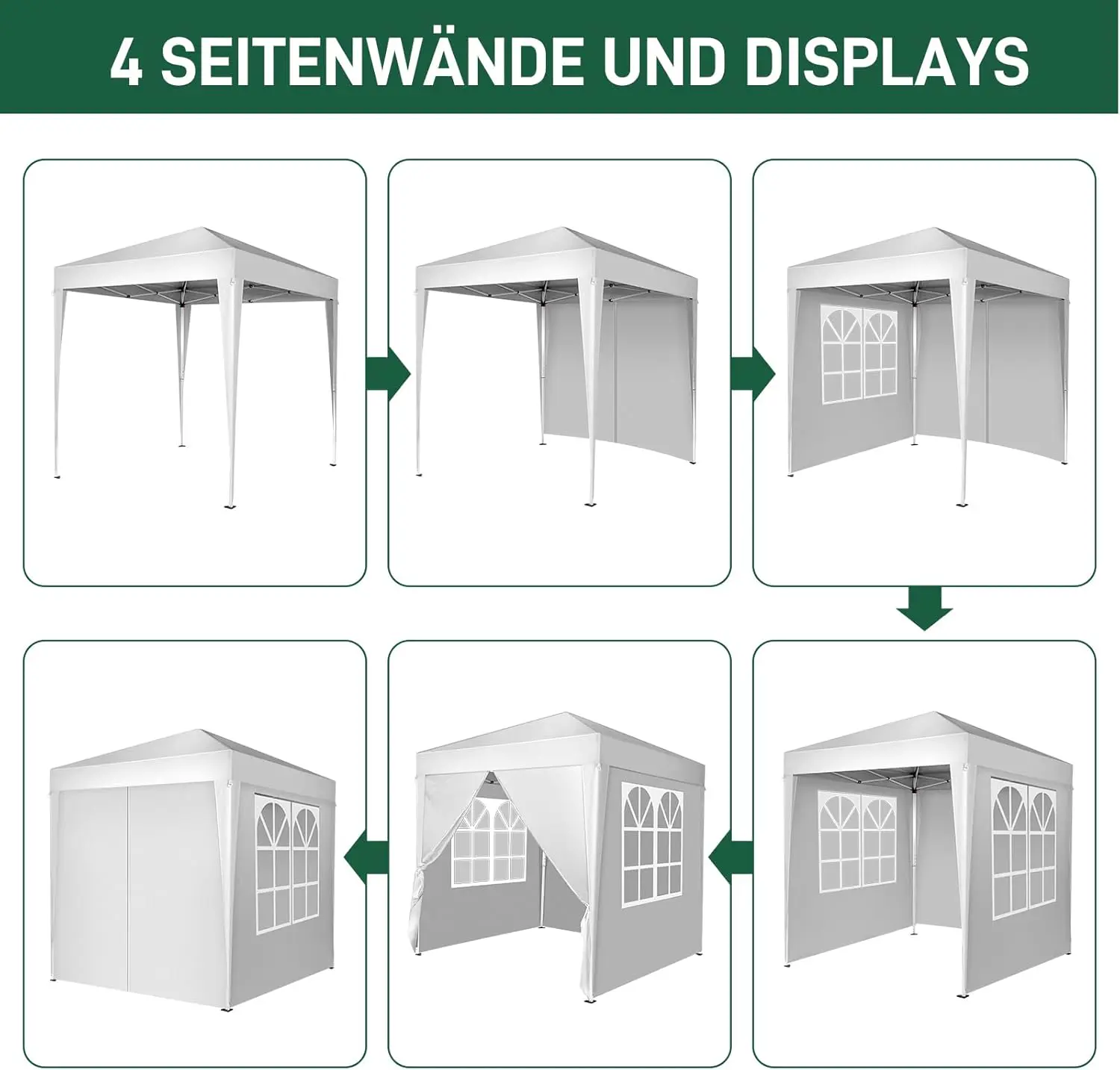 Tonnelle en acier blanc 2x2m vue 5