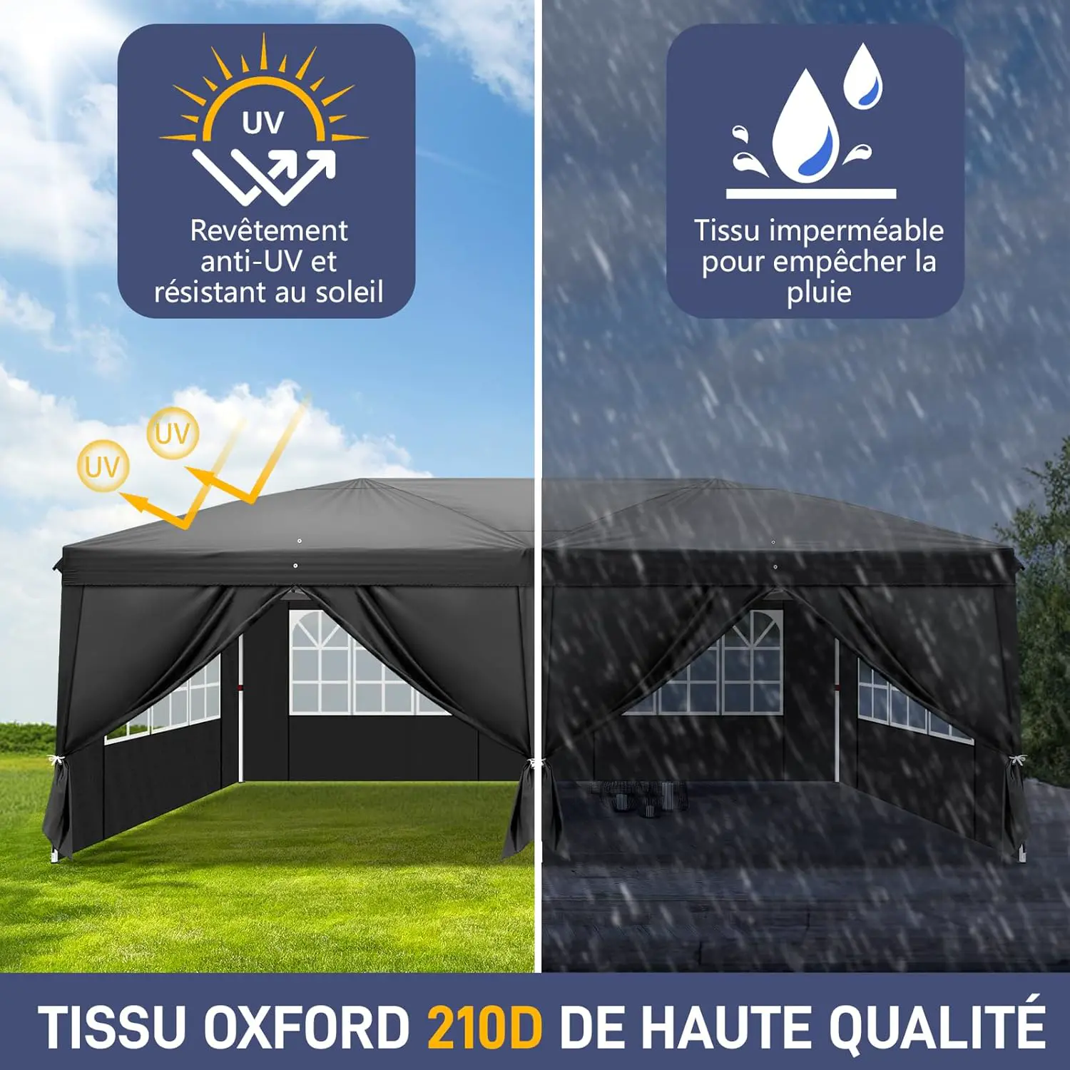 Tonnelle en métal noir 3 x 6 m vue 4