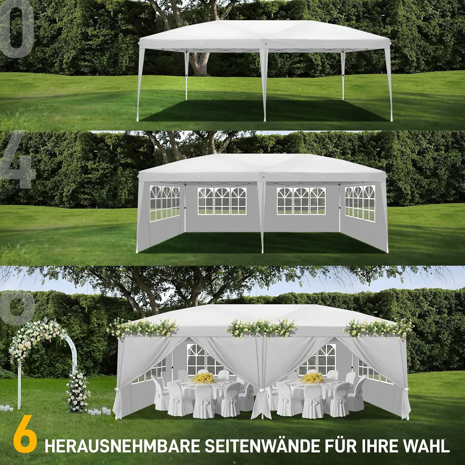 Tonnelle en acier blanc 2x2m vue 4