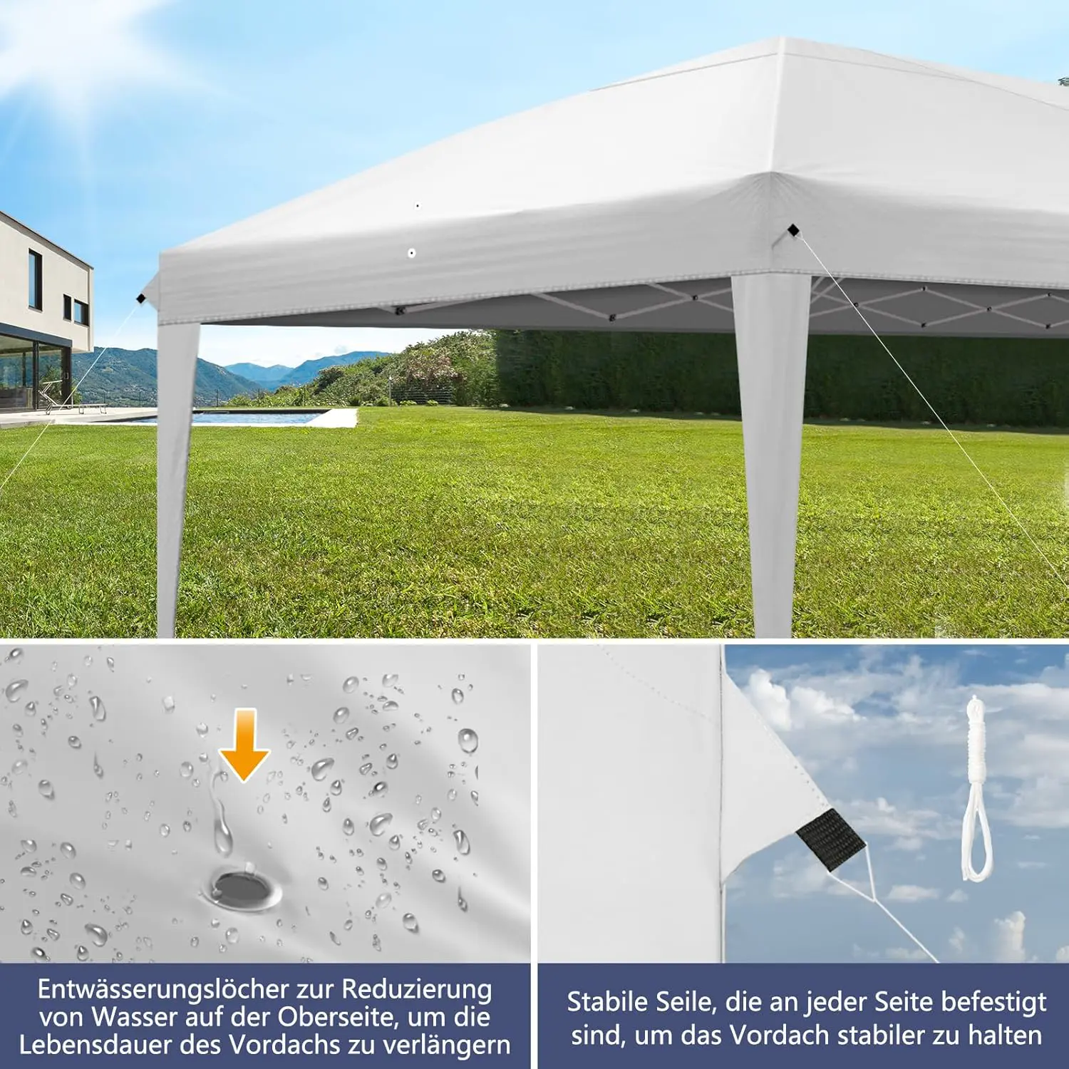 Tonnelle en acier blanc 2x2m vue 7