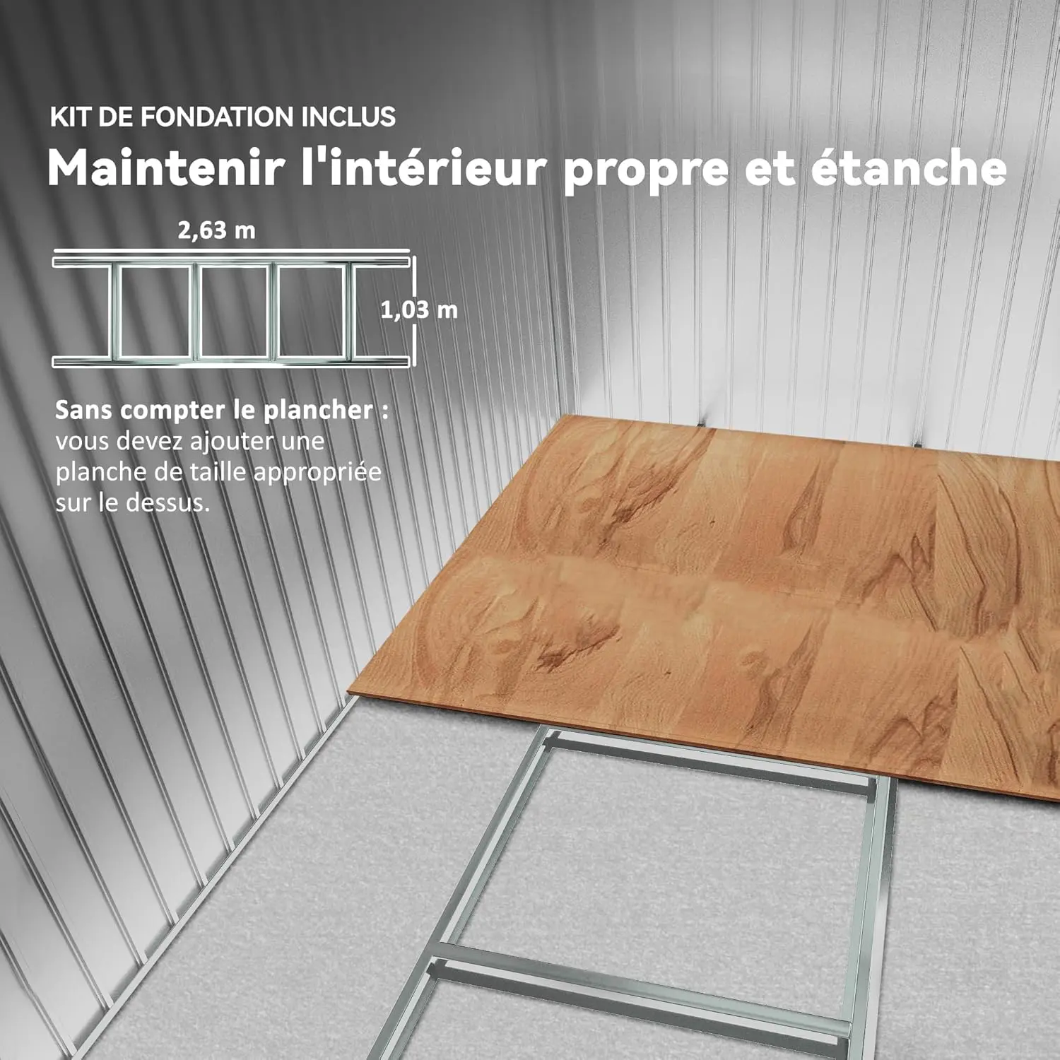 Abri de jardin en métal en acier gris 5,4 m² vue 5