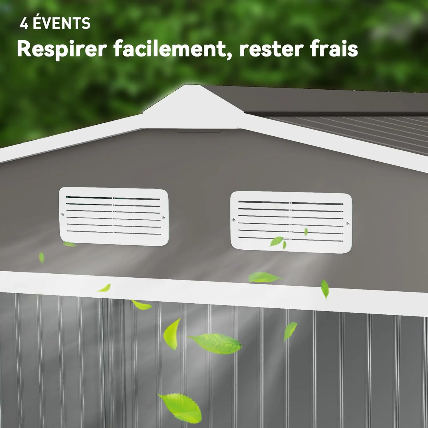 Abri de jardin en métal en acier gris 5,4 m² vue 8