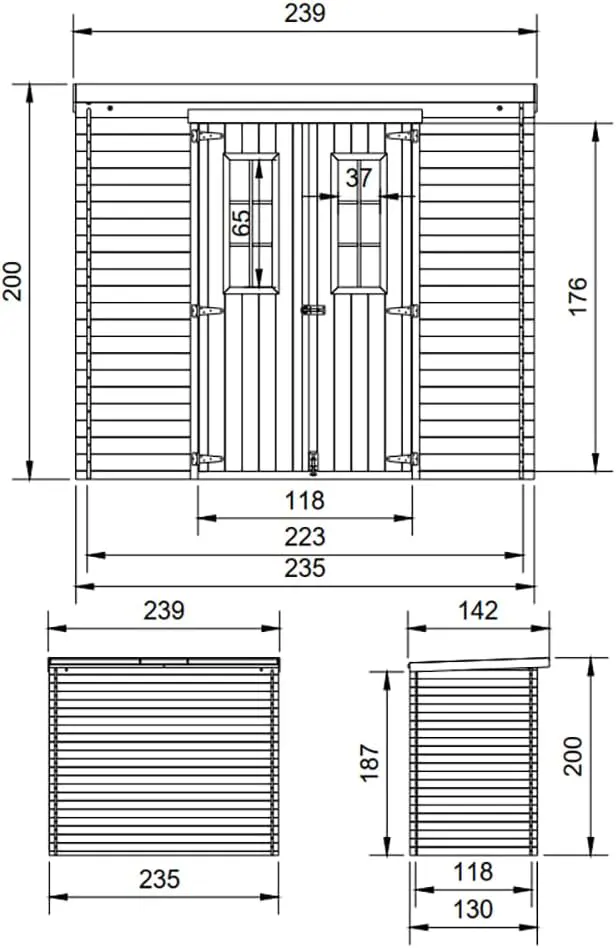 Abri de jardin en bois en bois naturel 2,63 m² vue 5