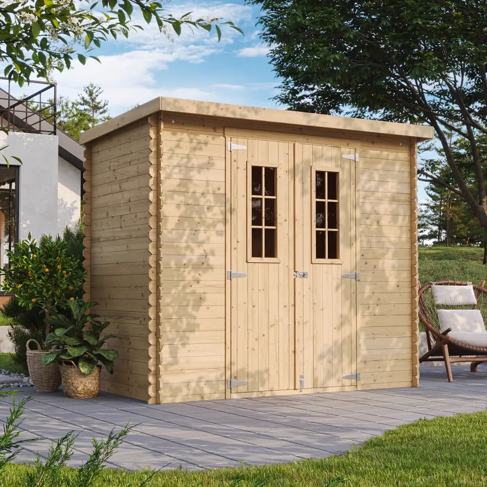 Abri de jardin en bois en bois naturel 2,63 m² vue 2