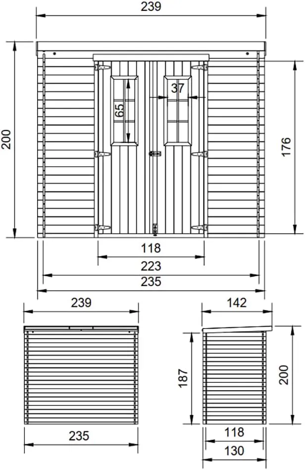 Abri de jardin en bois en bois naturel 2,63 m² vue 5