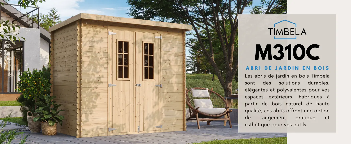 Abri de jardin en bois en bois gris 2,63 m² — contenu détaillé 1