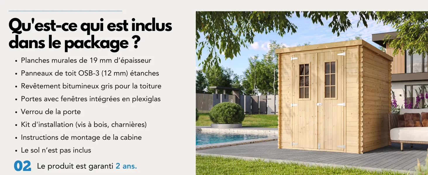 Abri de jardin en bois en bois gris 2,63 m² — contenu détaillé 4