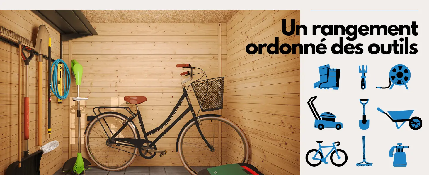 Abri de jardin en bois en bois gris 2,63 m² — contenu détaillé 5