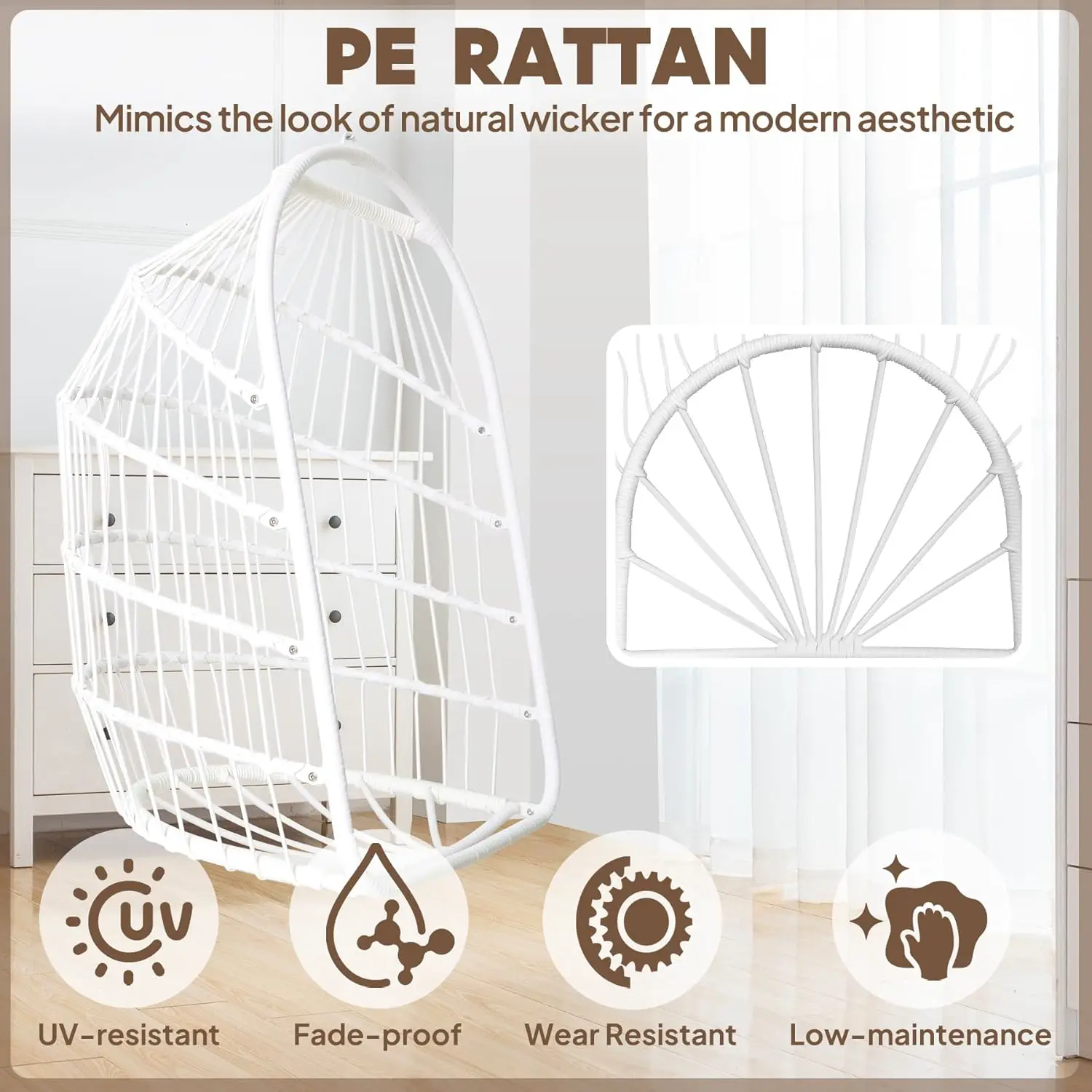 Fauteuils suspendus en rotin blanc 20x15 vue 5