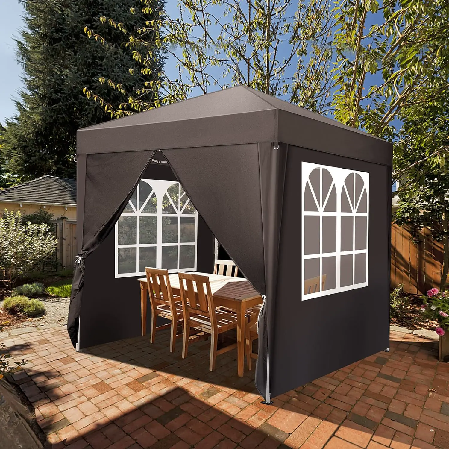 Tonnelle en acier gris 2x2m vue 2