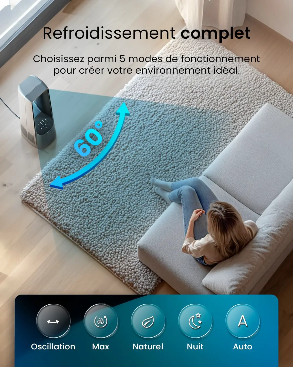 Ventilateur en métal naturel vue 4