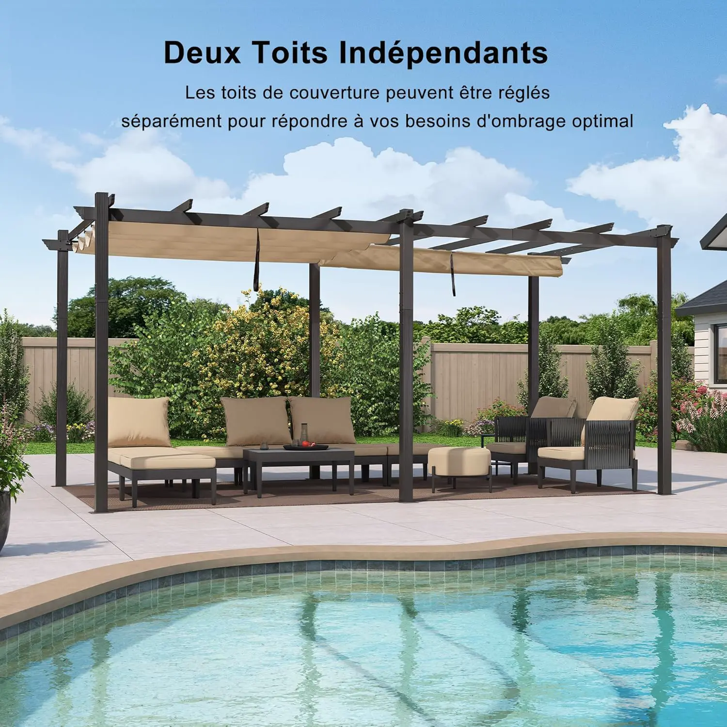 Pergola en aluminium kaki 15,2 m² vue 5