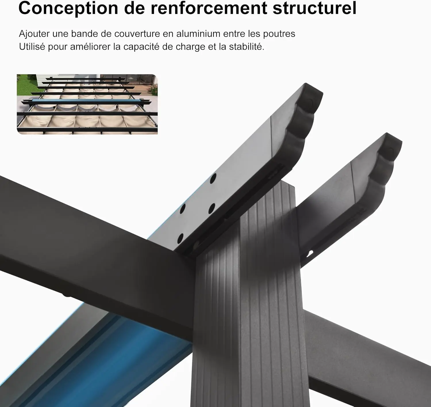 Pergola en aluminium kaki 15,2 m² vue 6