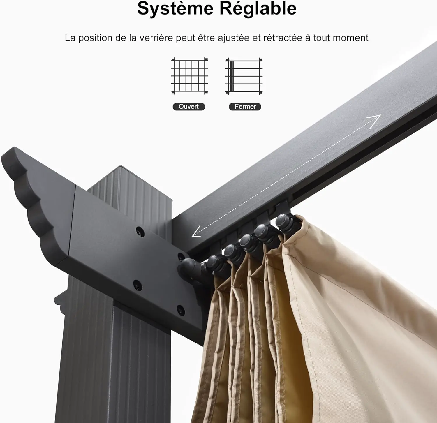 Pergola en aluminium kaki 15,2 m² vue 8