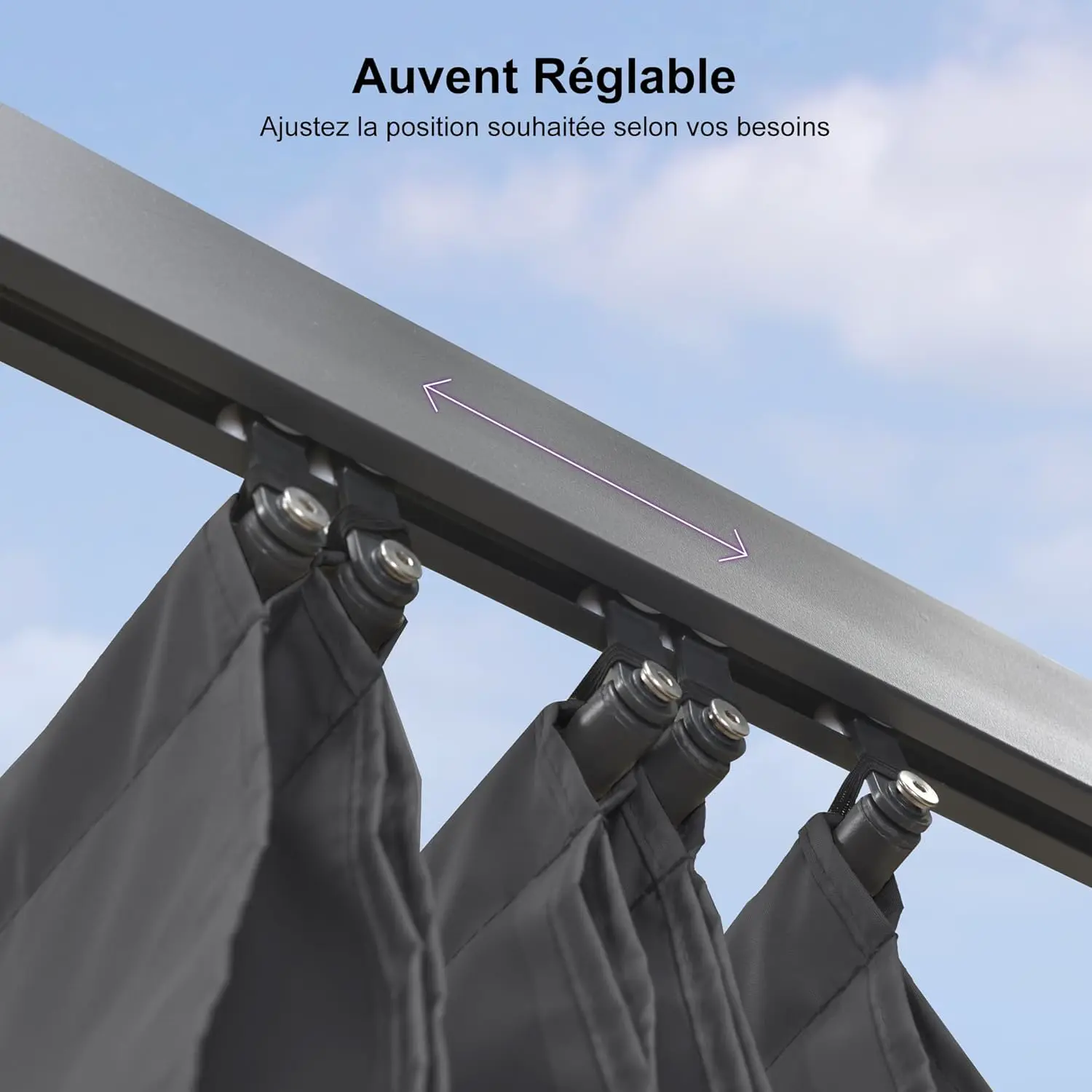 Pergola en aluminium gris 15,2 m² vue 5