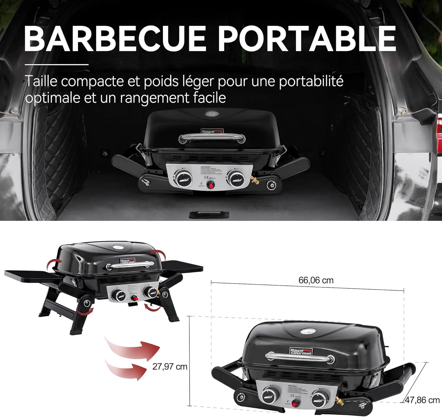 Barbecue à gaz en acier 48 × 37 cm vue 4