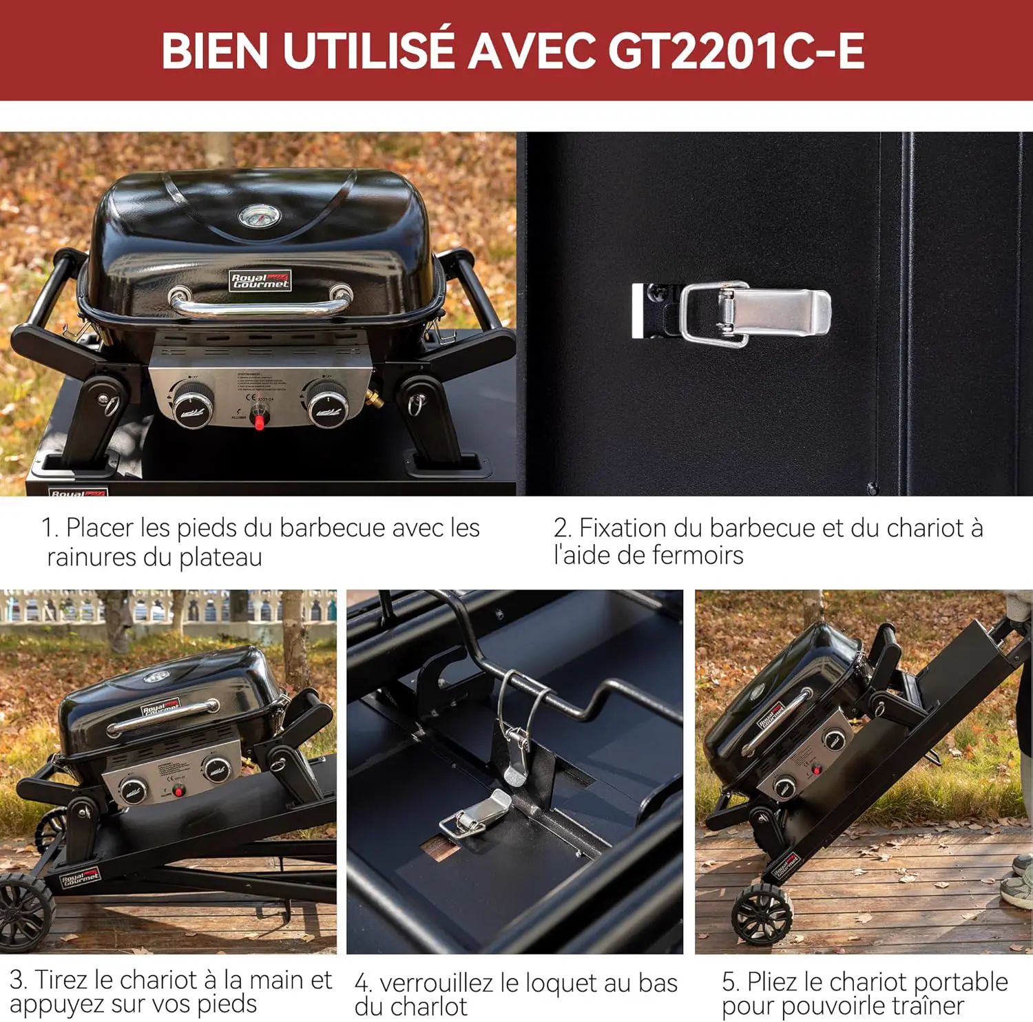Barbecue à gaz en acier 48 × 37 cm vue 8