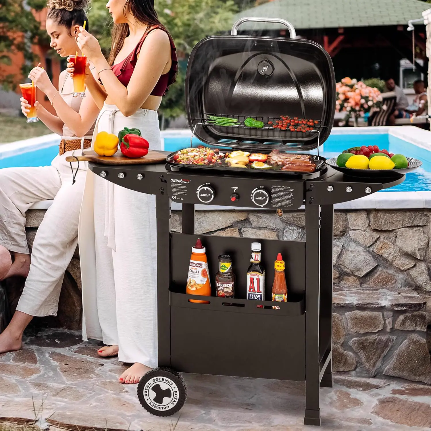 Barbecue à gaz en acier noir 23,5 x 37,4 cm vue 2