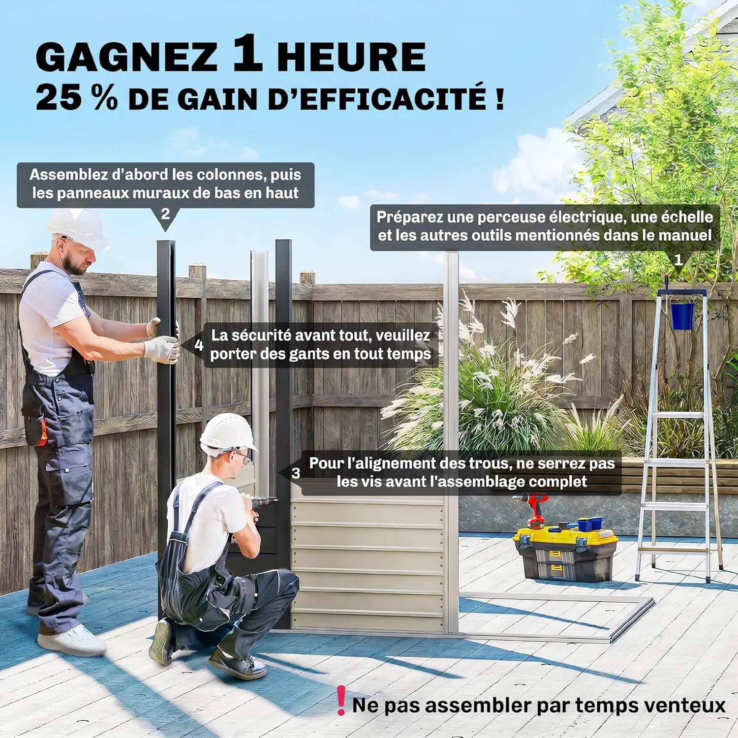 Abri de jardin en métal en acier gris 2,5 m² vue 3