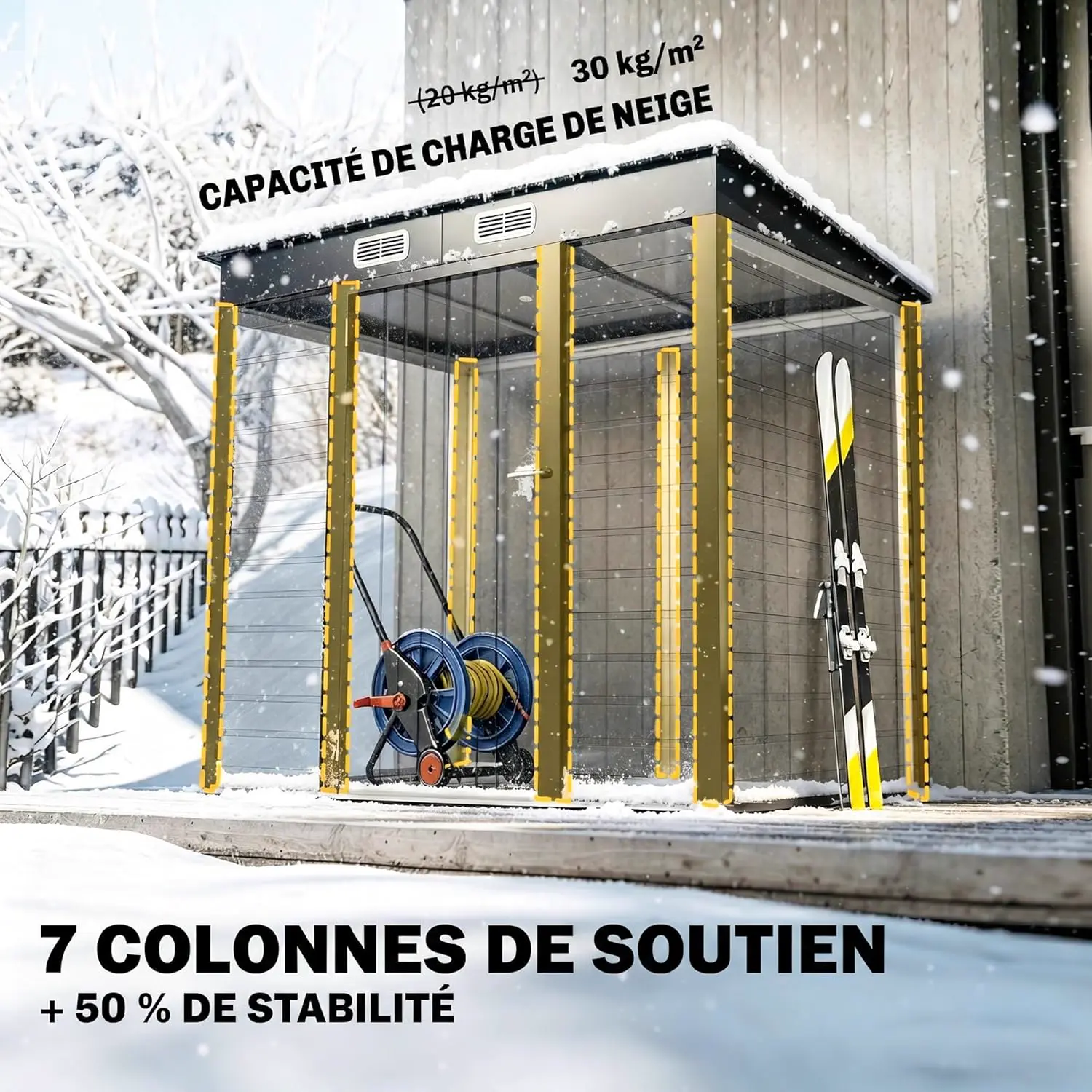 Abri de jardin en métal en acier gris 2,5 m² vue 4