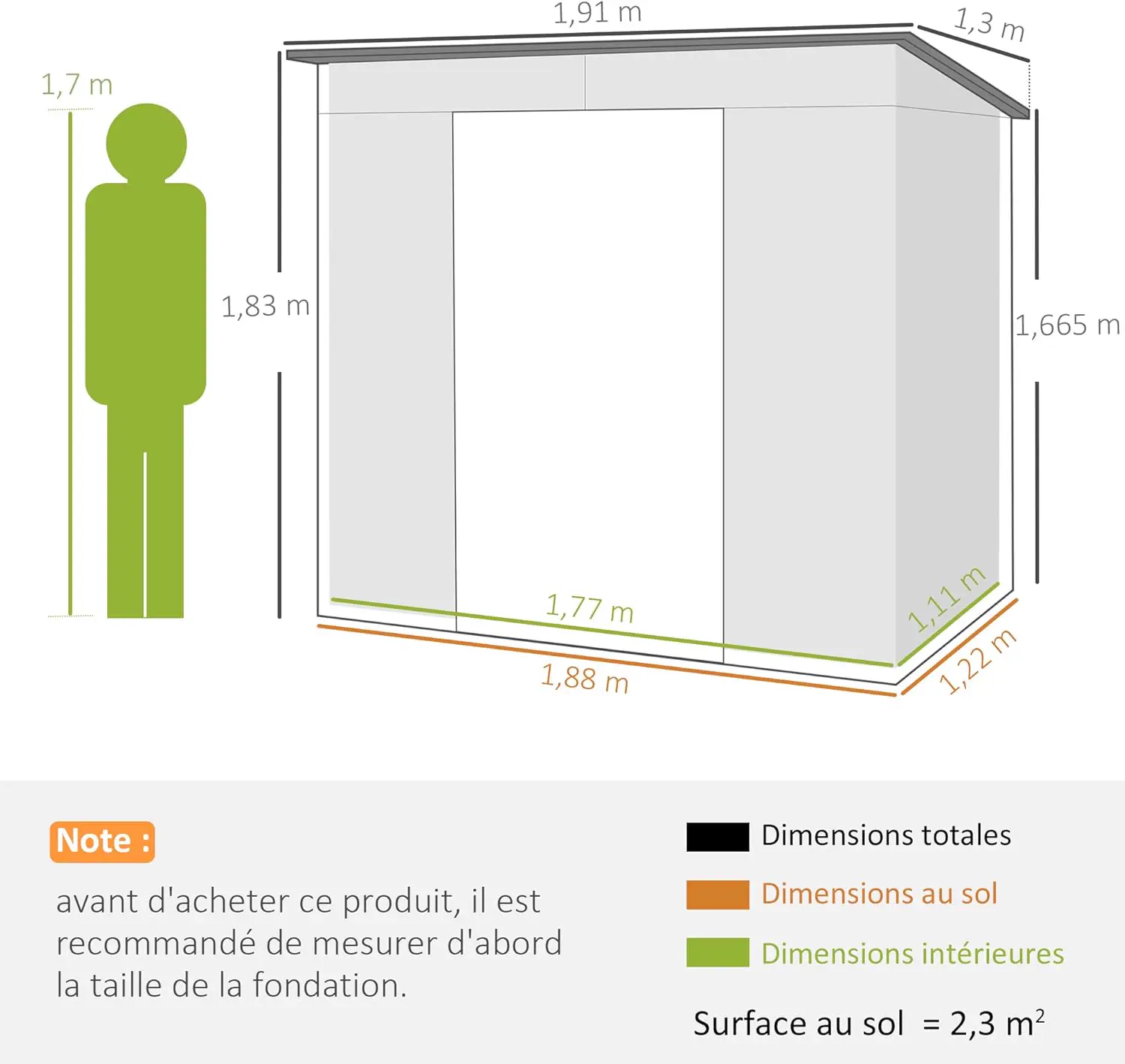 Abri de jardin en métal en acier gris 2,5 m² vue 7