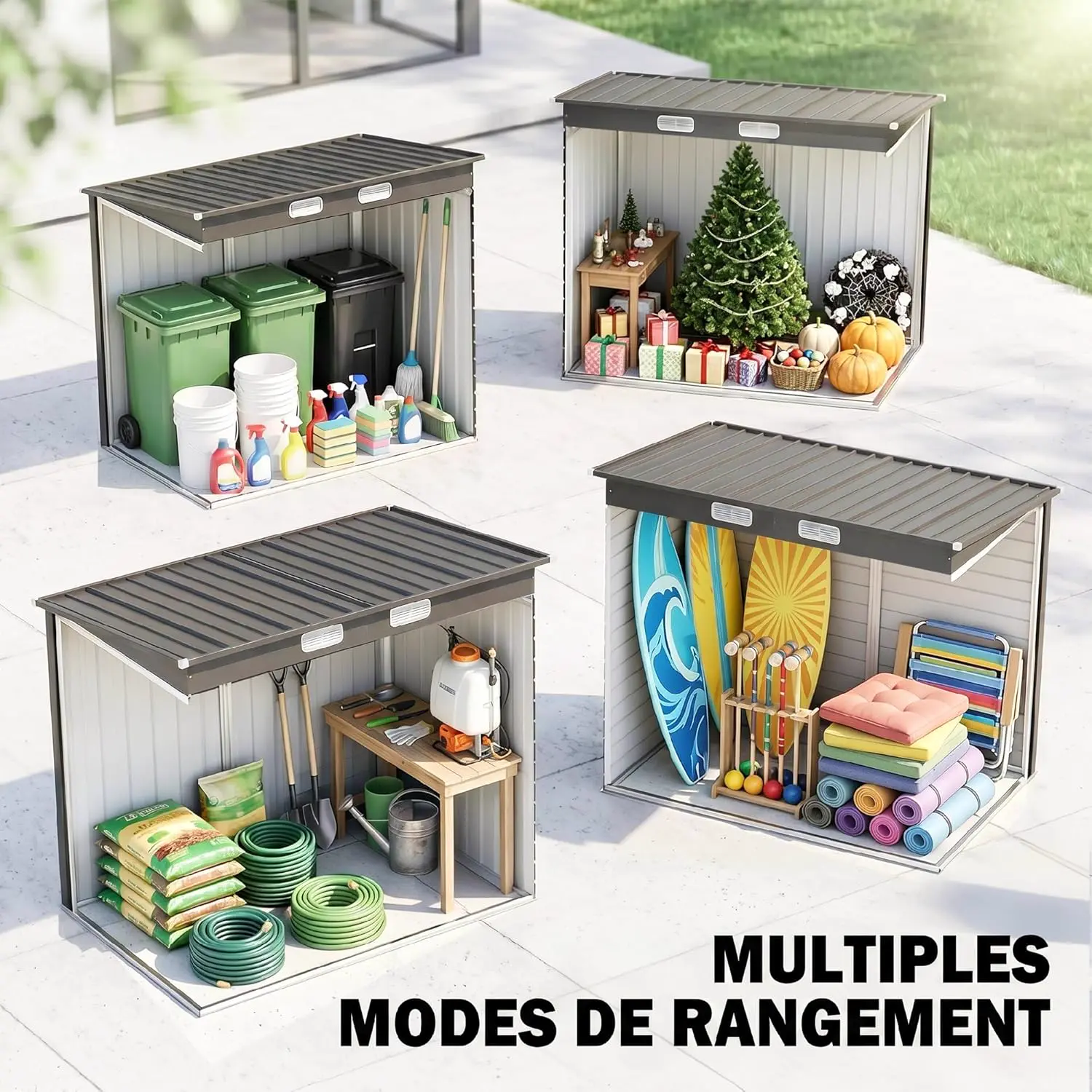 Abri de jardin en métal en acier gris 2,5 m² vue 8