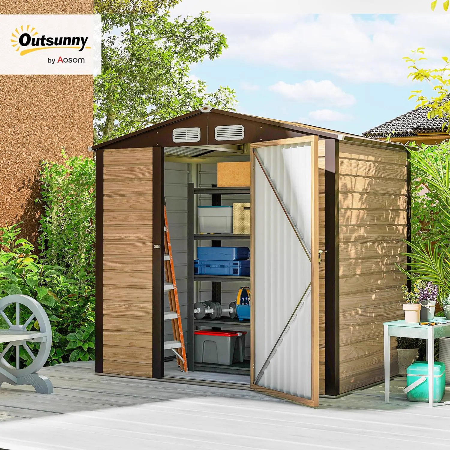 Abri de jardin en bois en acier 2,27 m² vue 2