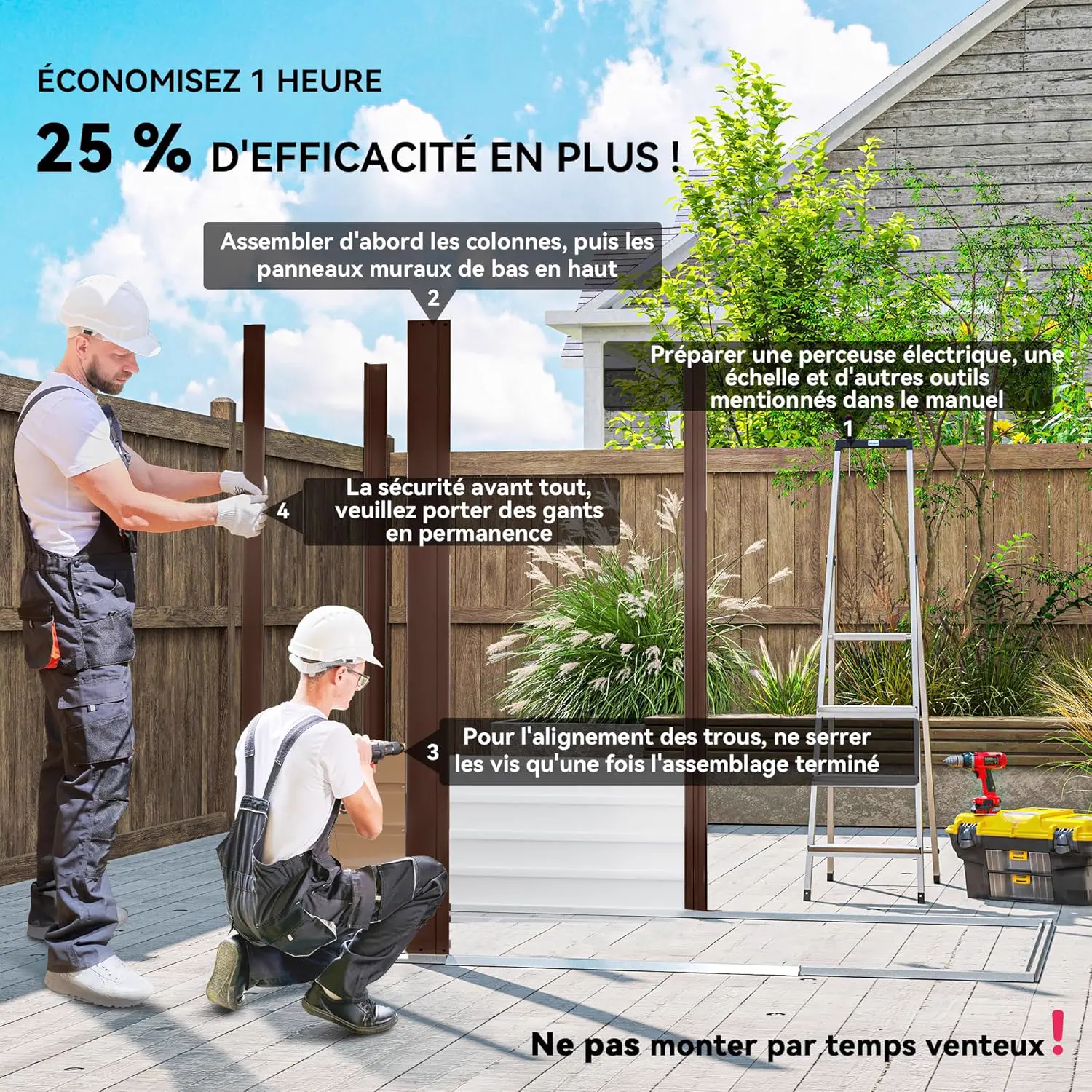 Abri de jardin en bois en acier 2,27 m² vue 3