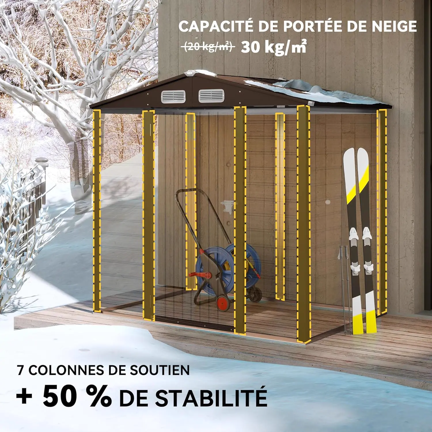 Abri de jardin en bois en acier 2,27 m² vue 4