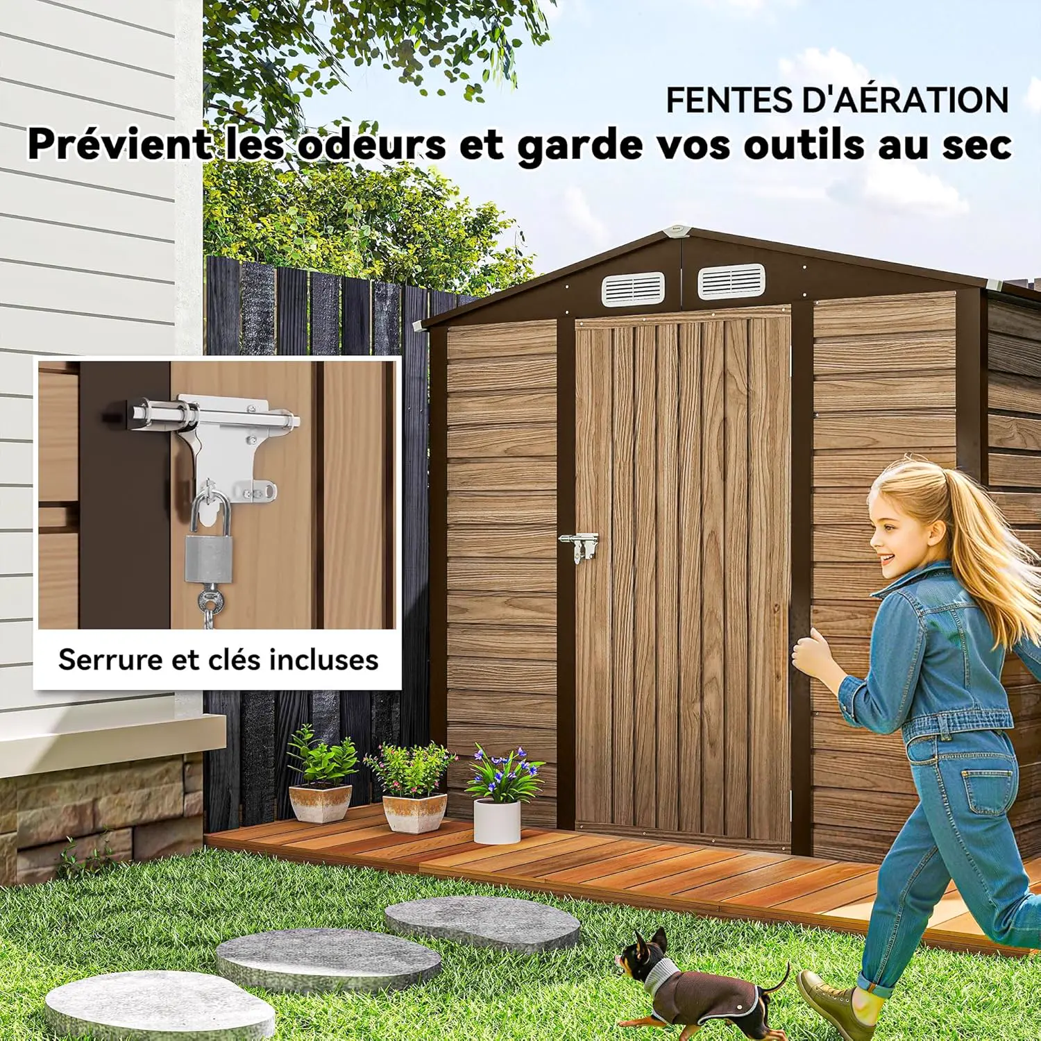 Abri de jardin en bois en acier 2,27 m² vue 5