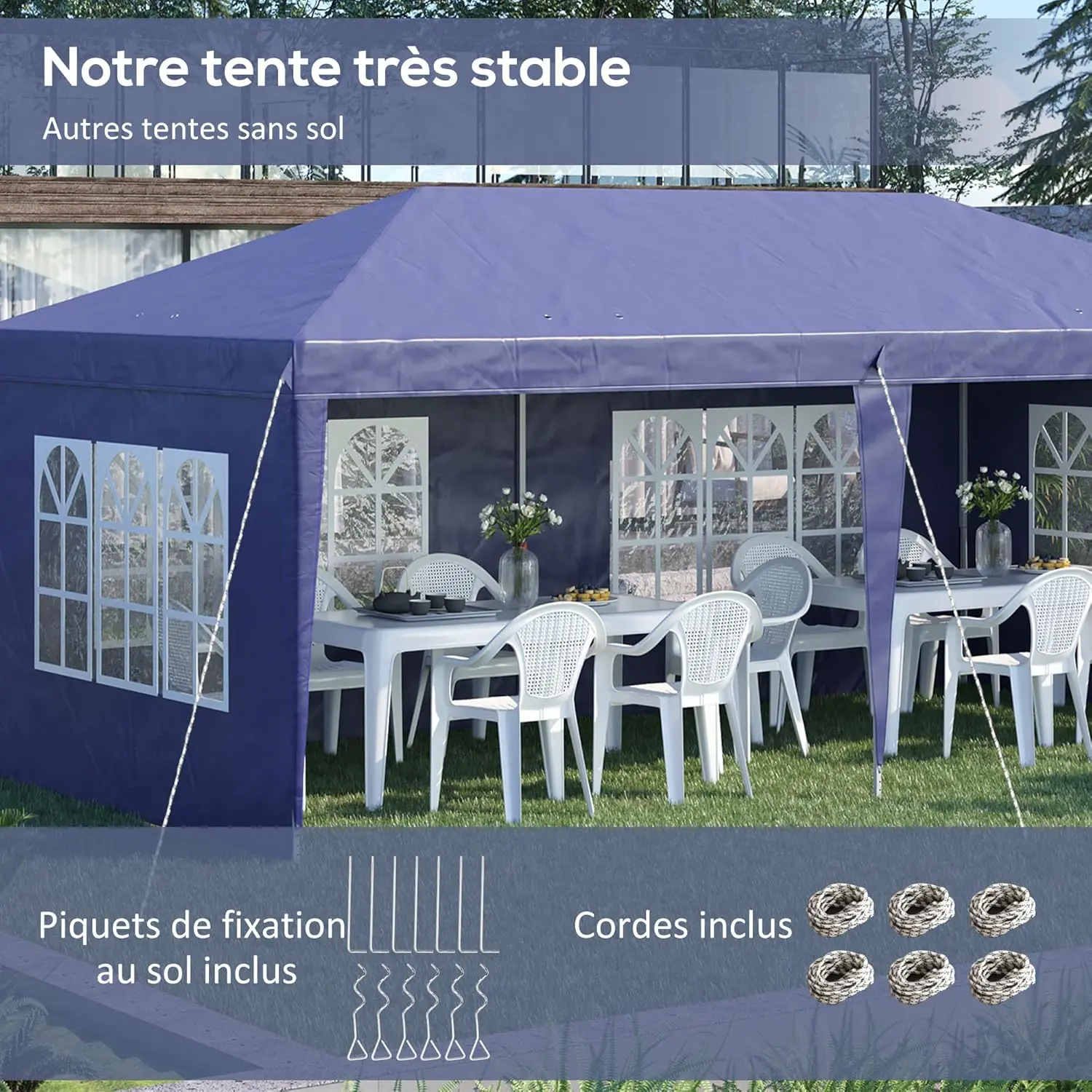 Tonnelle en acier bleu 3x6 vue 4