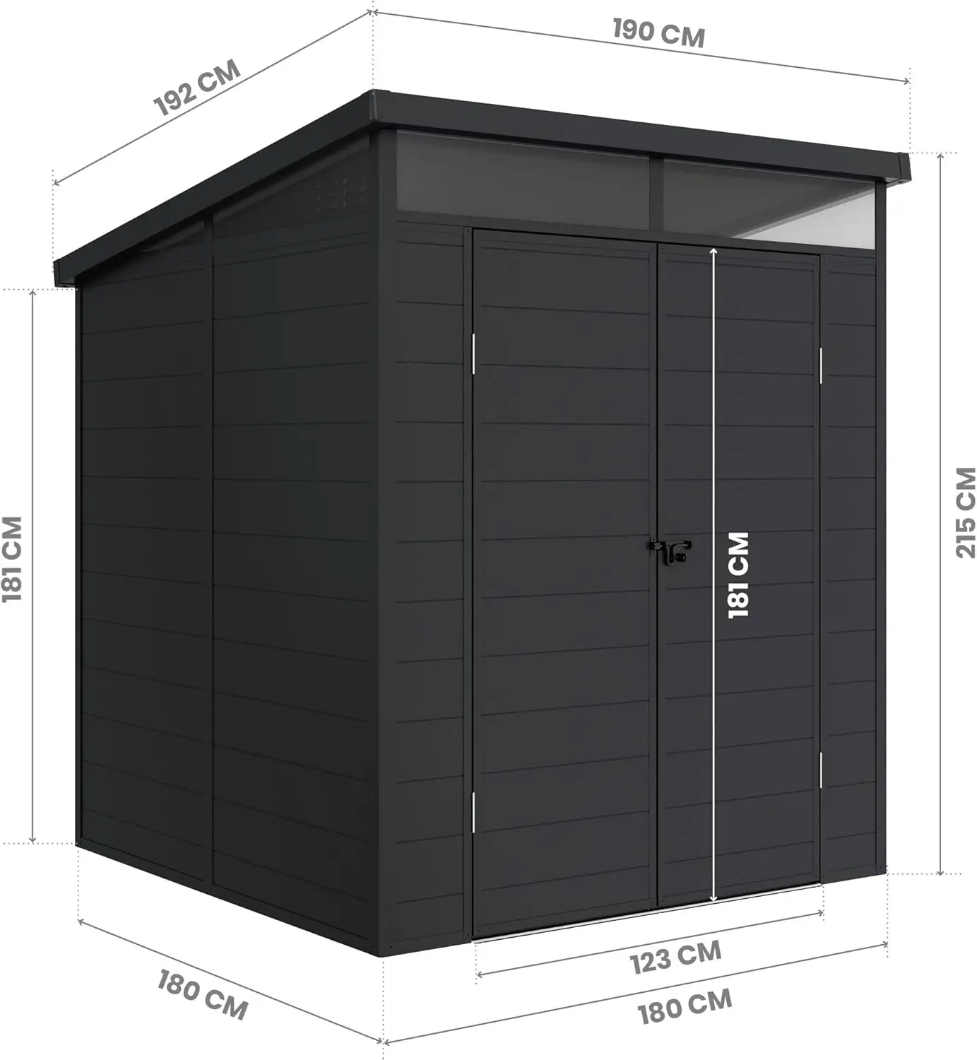 Abri de jardin en résine en aluminium anthracite vue 4