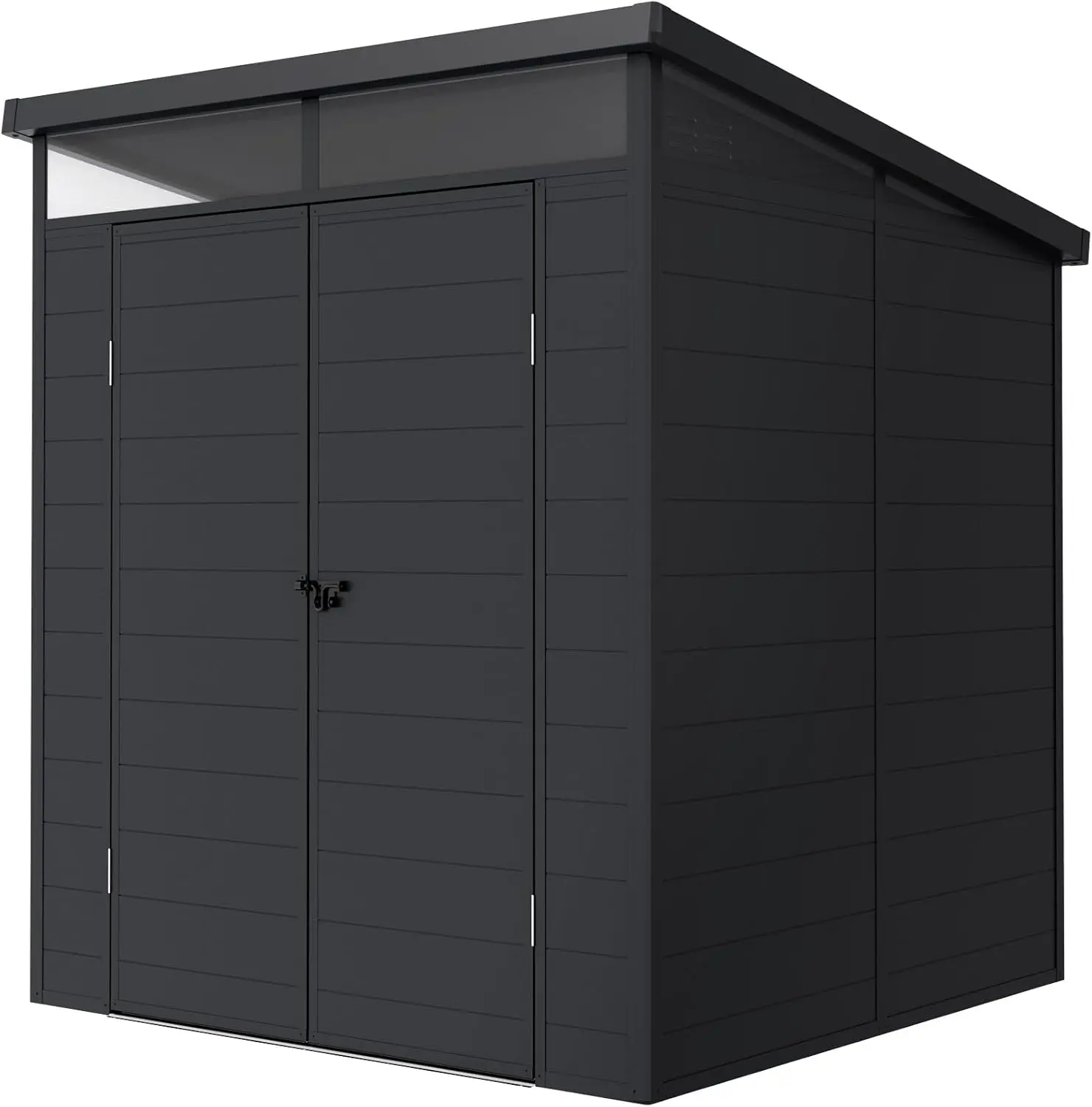Abri de jardin en résine en aluminium anthracite vue 8