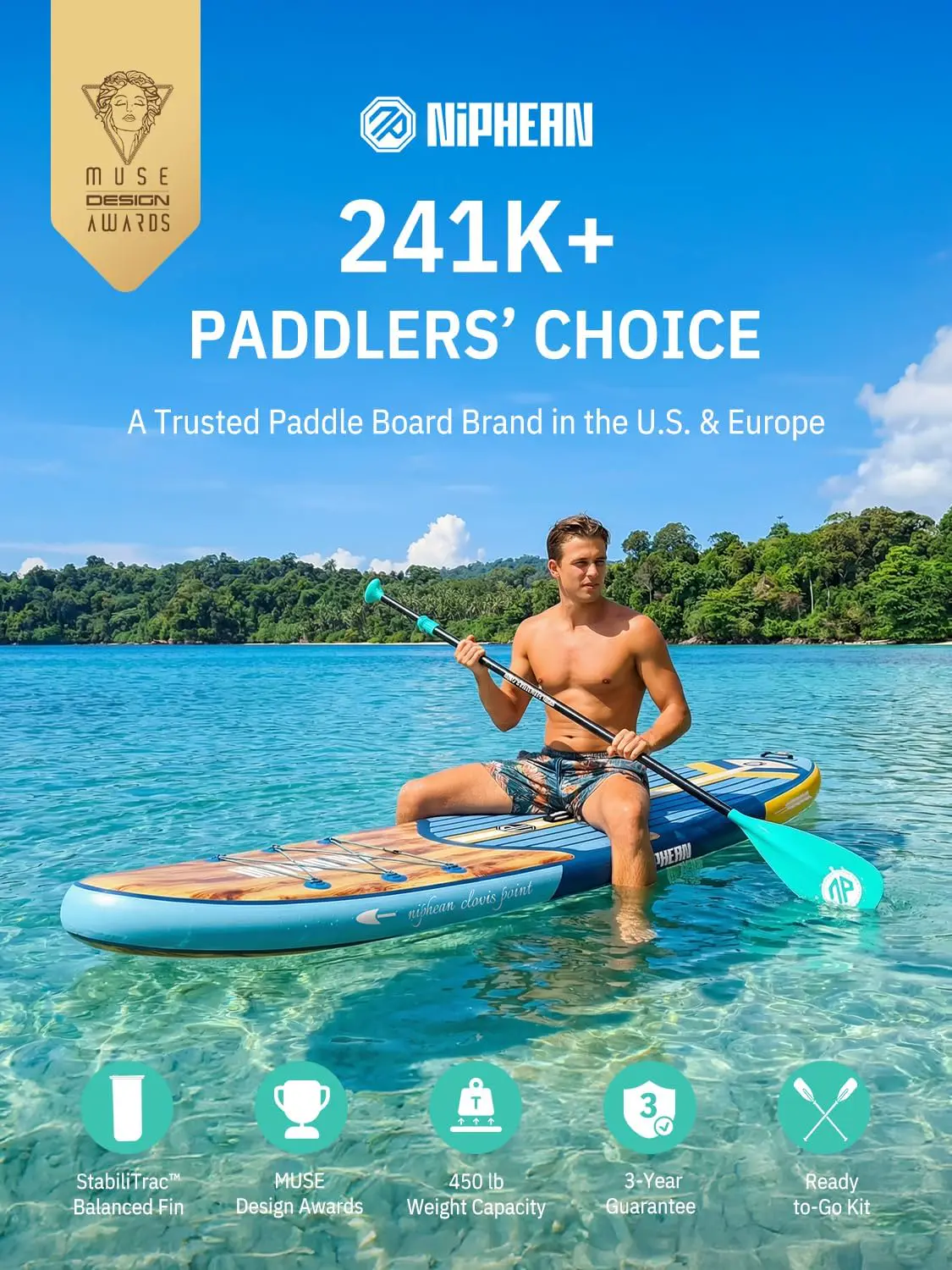 Paddle gonflable jaune vue 2