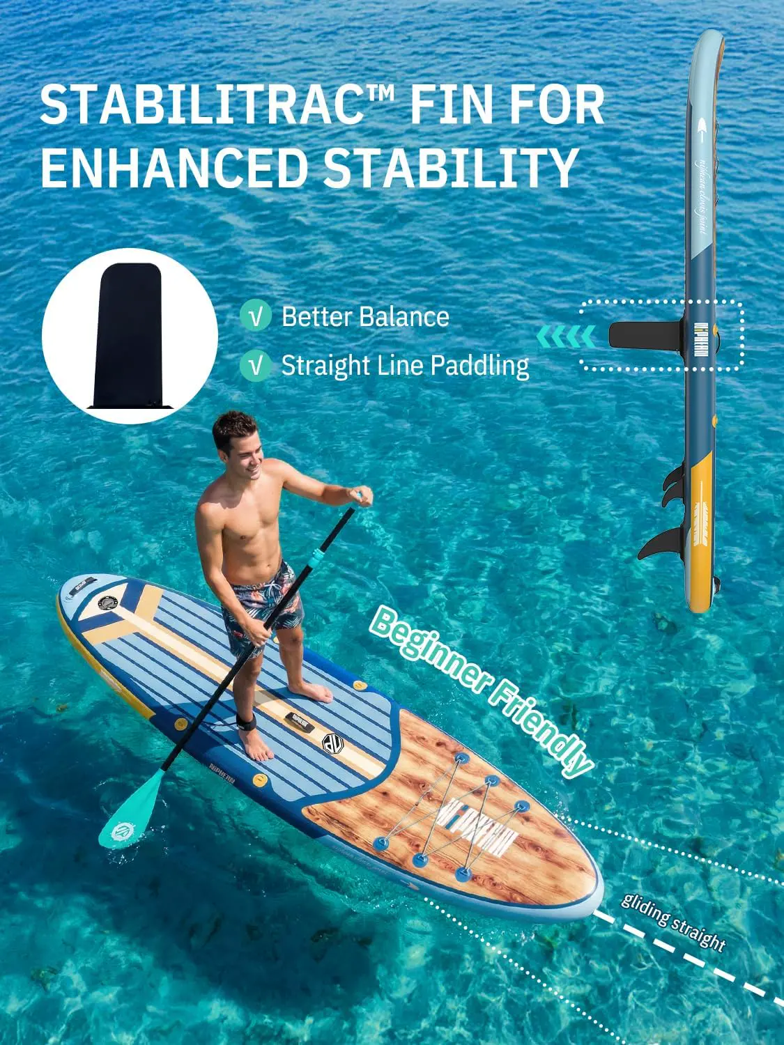 Paddle gonflable jaune vue 5
