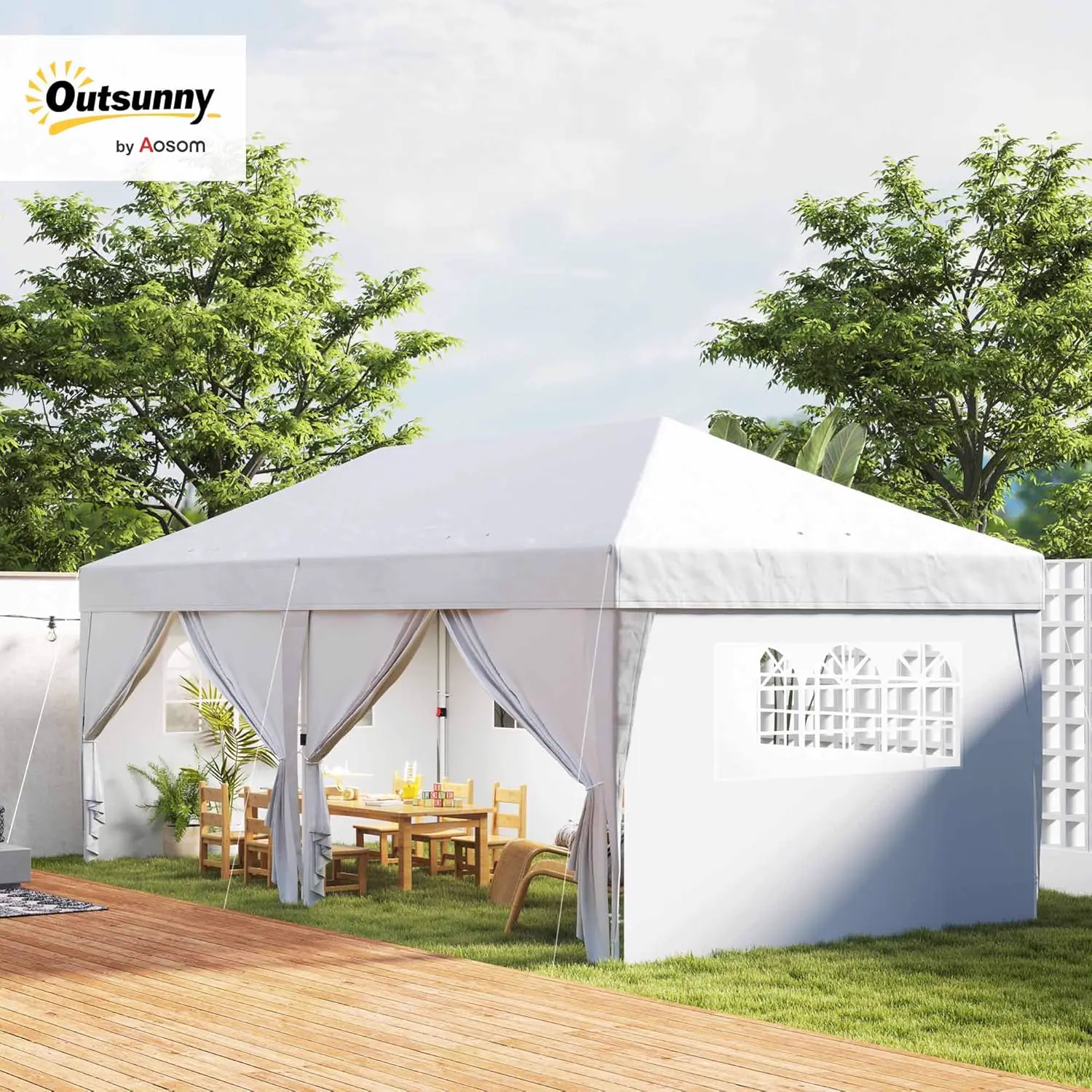 Tonnelle en acier blanc 3 x 6 m vue 2