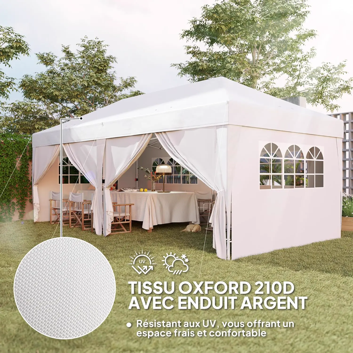 Tonnelle en acier blanc 3 x 6 m vue 4