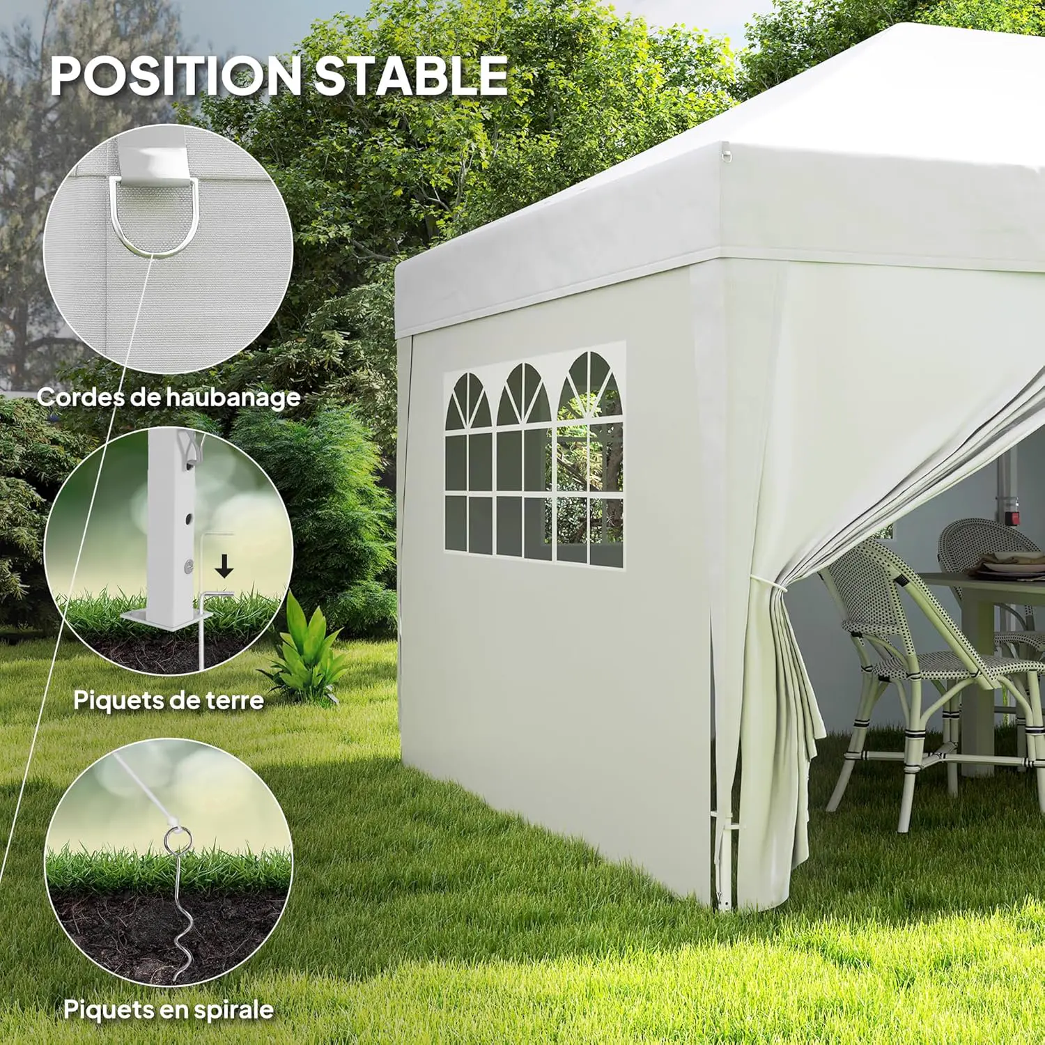 Tonnelle en acier blanc 3 x 6 m vue 5